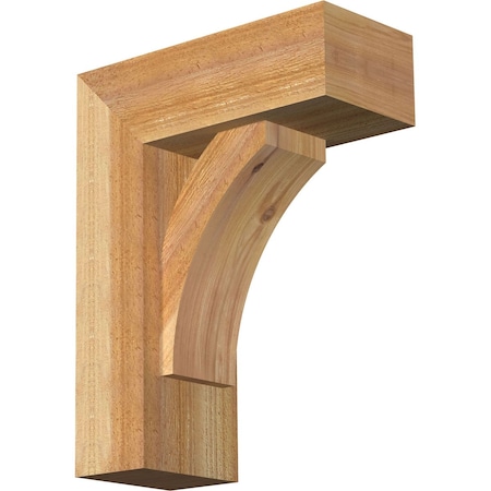 Thorton Block Rough Sawn Bracket w/ Offset Brace, Western Red Cedar, 6"W x 14"D x 18"H